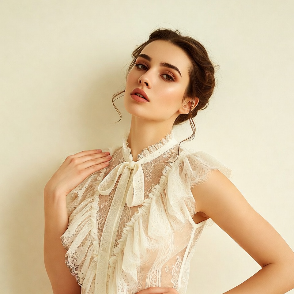 Woman in white lace blouse Woman in white lace blouse