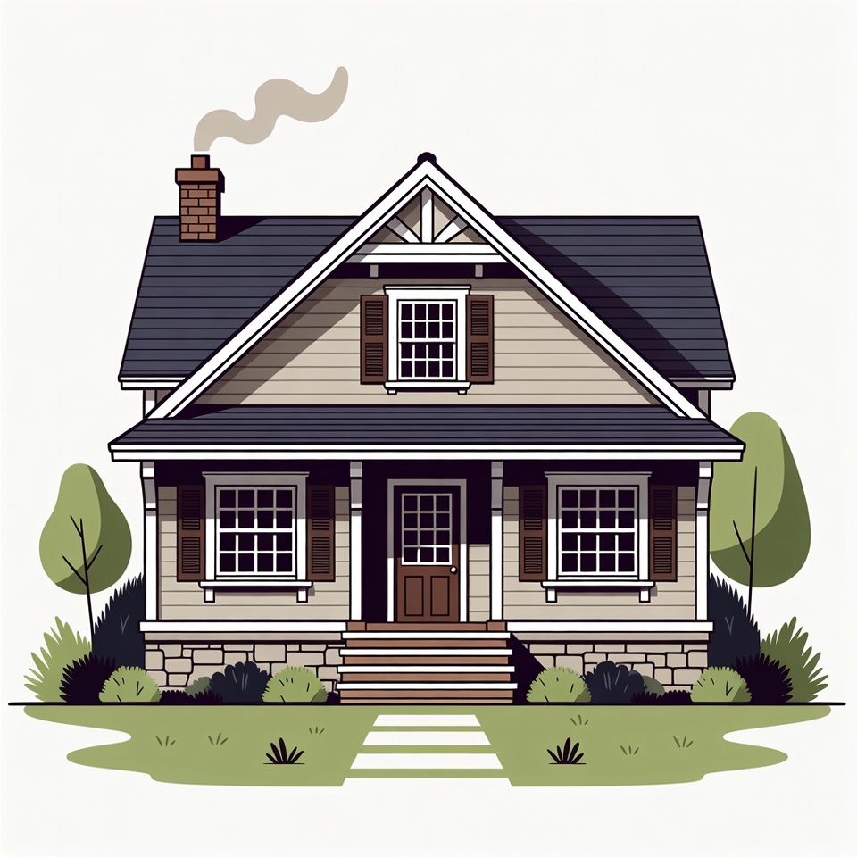 Cozy House with Chimney Smoke Cozy House with Chimney Smoke