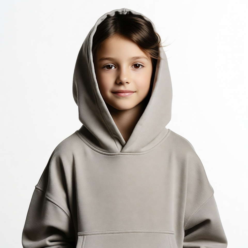 Girl wearing gray hoodie Girl wearing gray hoodie