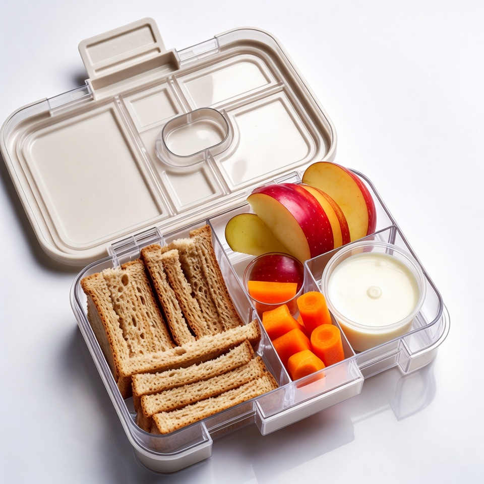 Open Bento Lunch Box with Sandwiches Open Bento Lunch Box with Sandwiches