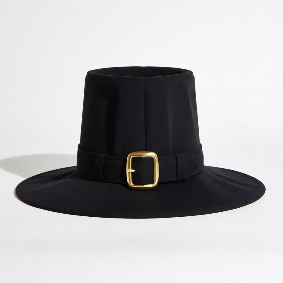 Black Hat with Gold Buckle Black Hat with Gold Buckle