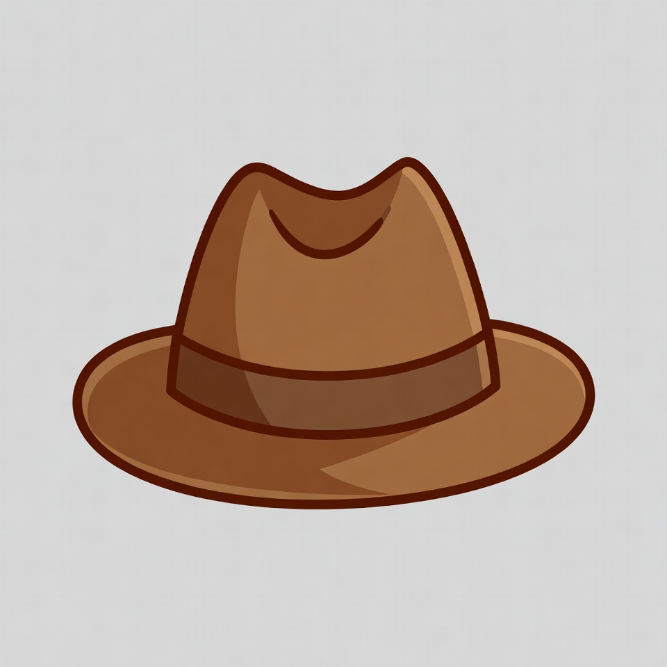 Brown fedora hat illustration Brown fedora hat illustration