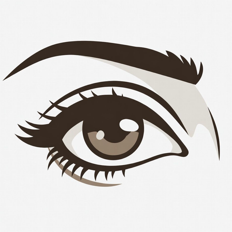 Brown eye with eyelashes illustration Brown eye with eyelashes illustration