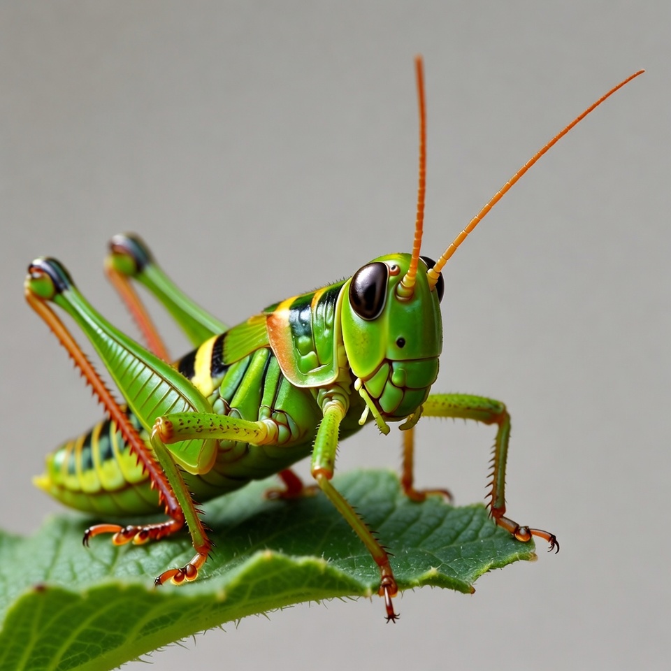 Green grasshopper on leaf Green grasshopper on leaf