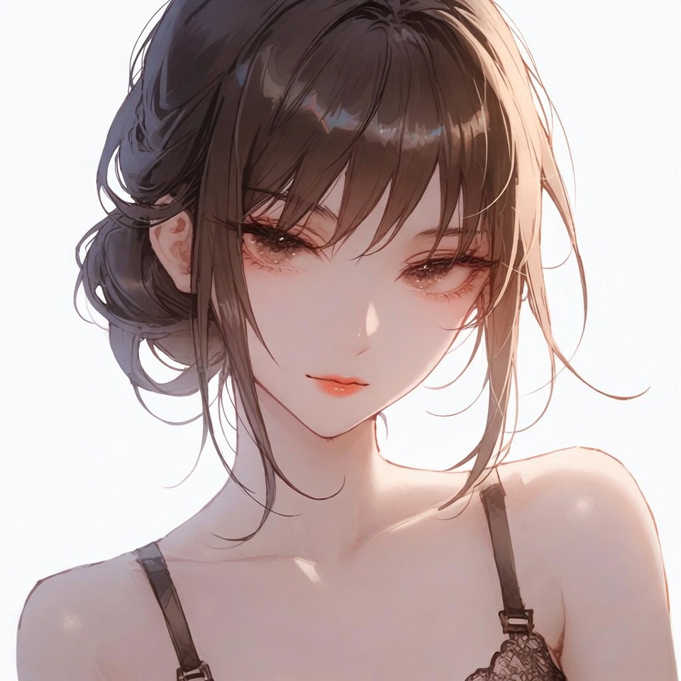 Anime girl with black hair in lingerie Anime girl with black hair in lingerie
