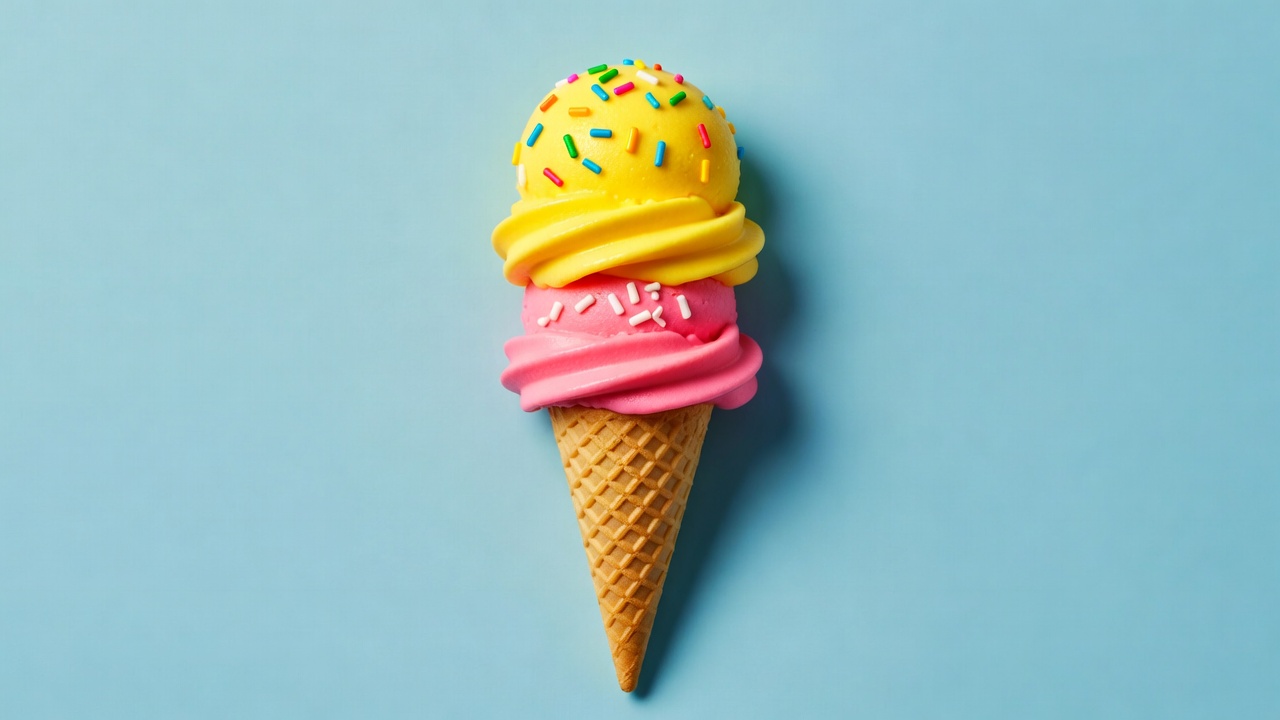 Yellow and Pink Ice Cream Cone Yellow and Pink Ice Cream Cone