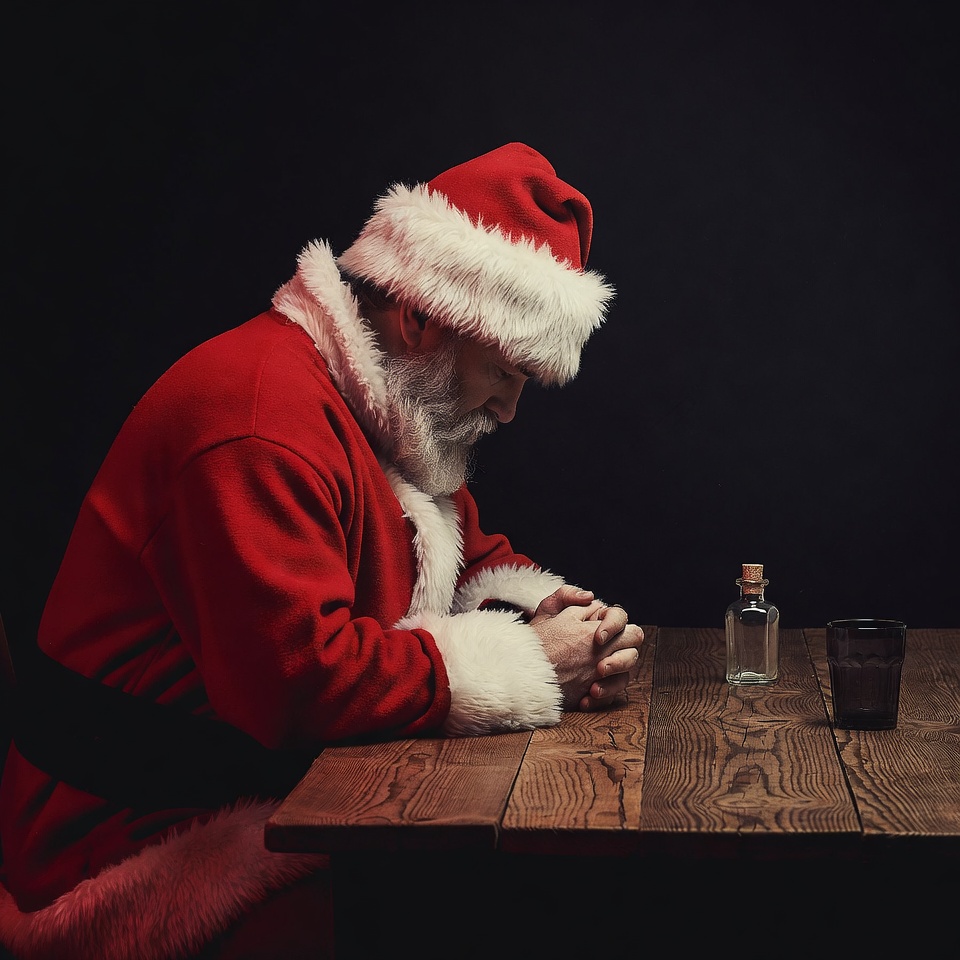 Santa Claus praying at table Santa Claus praying at table