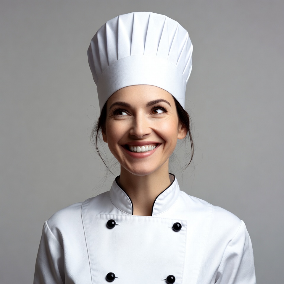Smiling woman in chef uniform Smiling woman in chef uniform