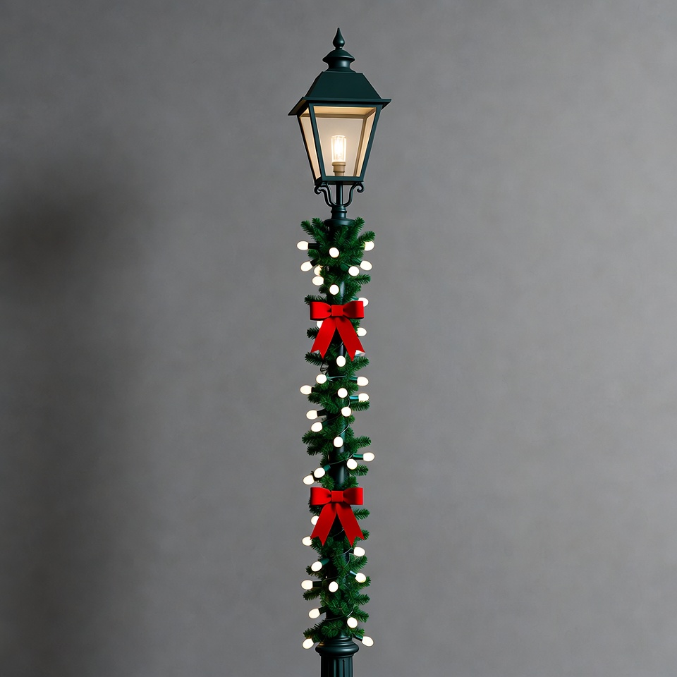 Christmas Garland Street Lamp Christmas Garland Street Lamp