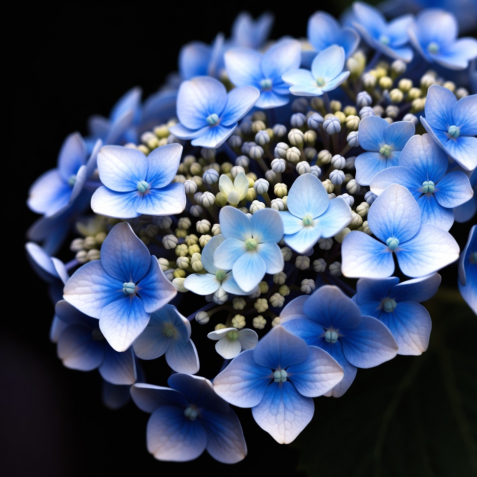 Blue Hydrangea Flowers Closeup Blue Hydrangea Flowers Closeup