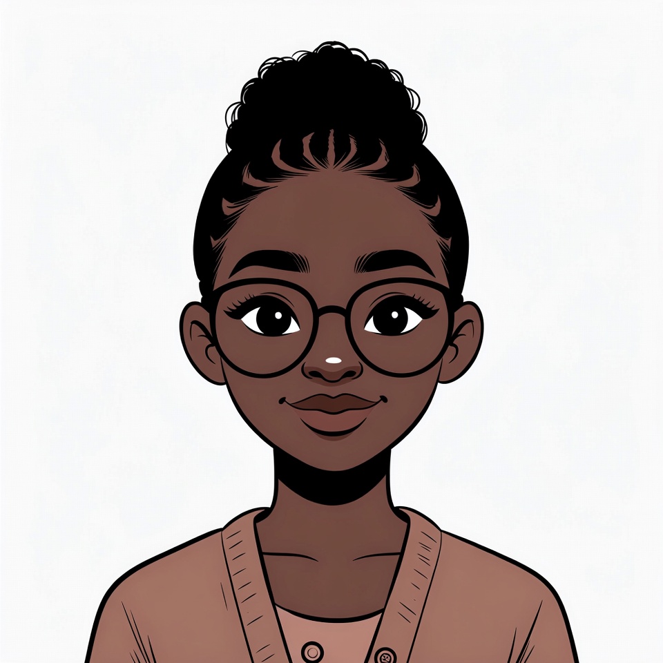 African-American girl with glasses illustration African-American girl with glasses illustration