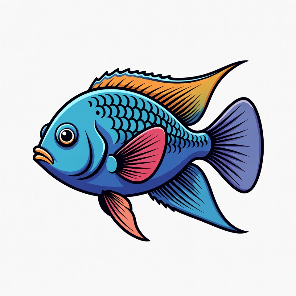 Colorful Blue Angelfish Illustration Colorful Blue Angelfish Illustration