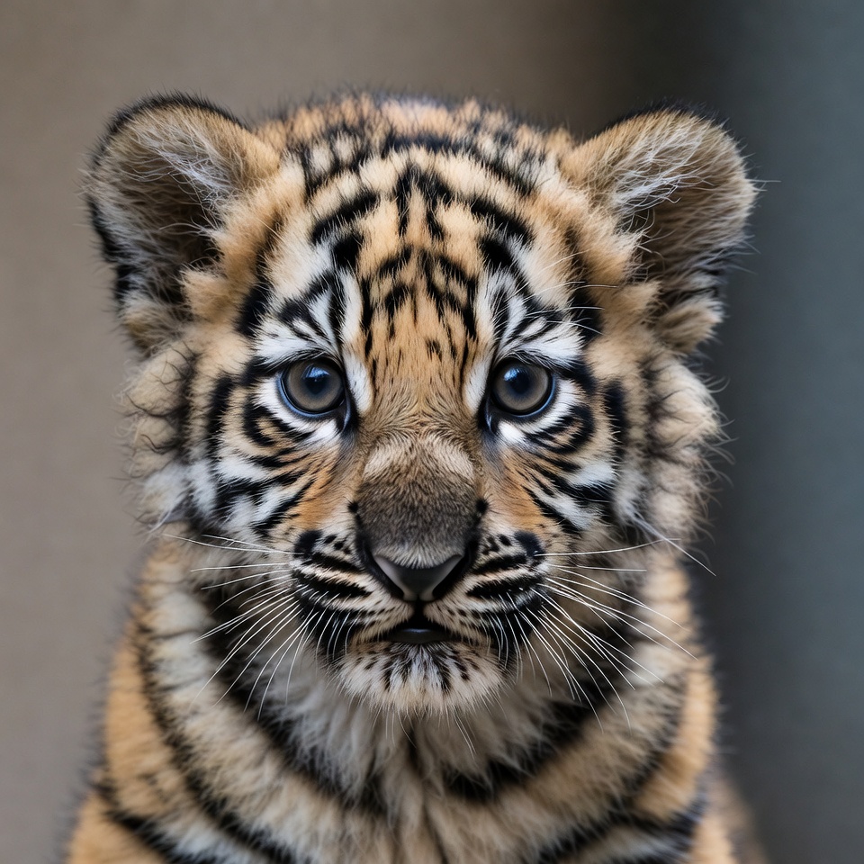 Cute tiger cub close-up Cute tiger cub close-up