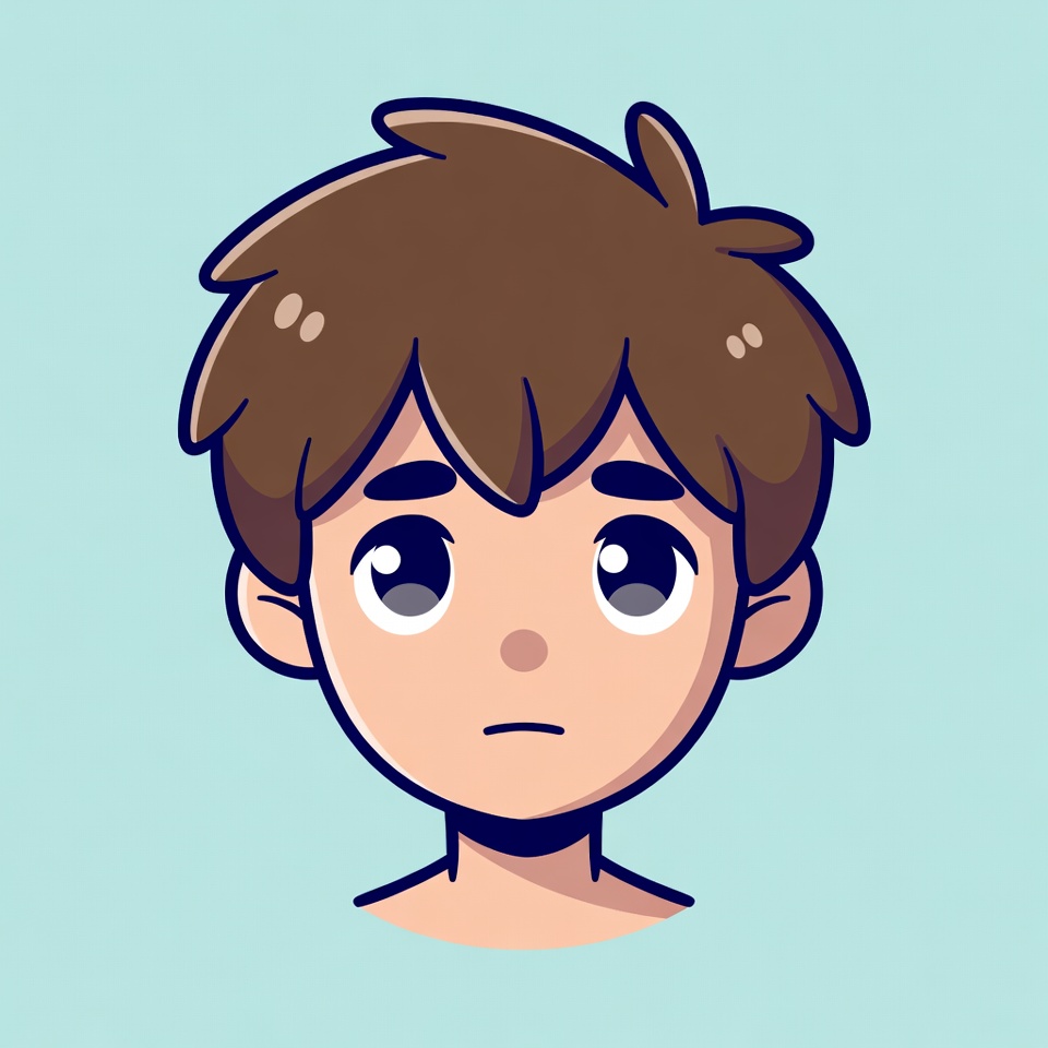 Cartoon boy with sad expression Cartoon boy with sad expression