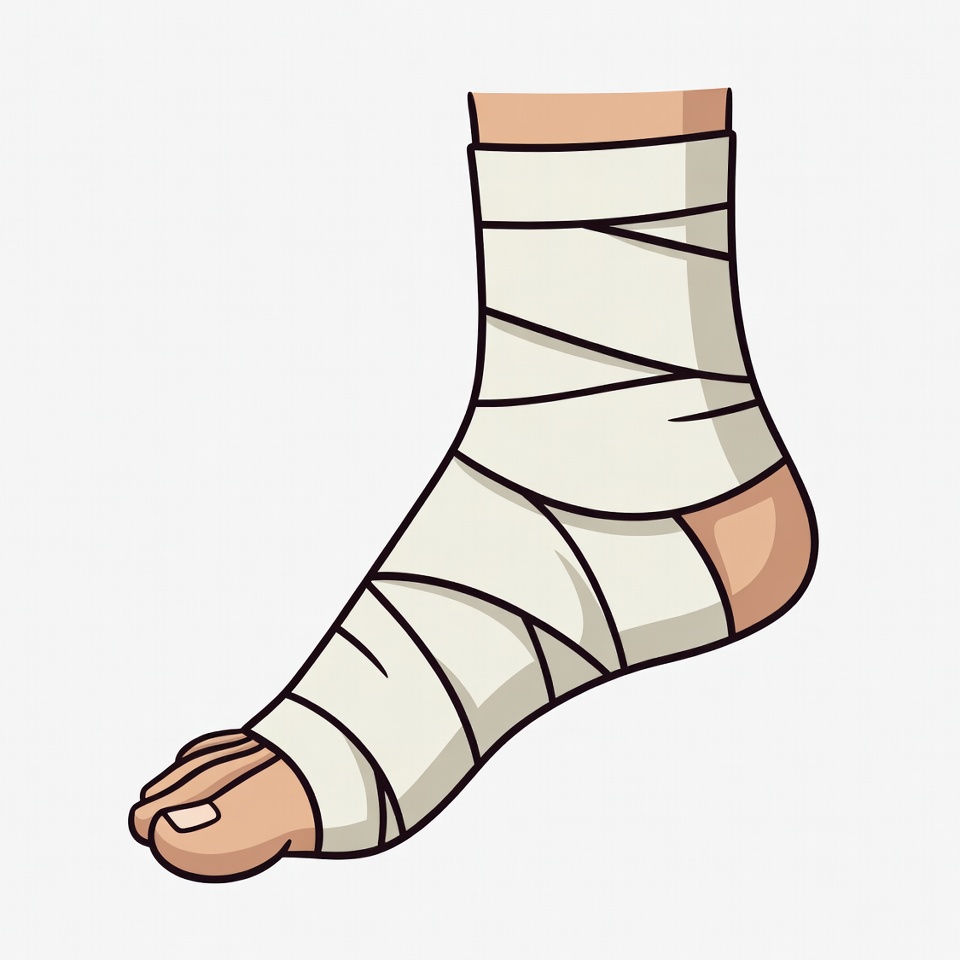 Bandaged ankle illustration Bandaged ankle illustration