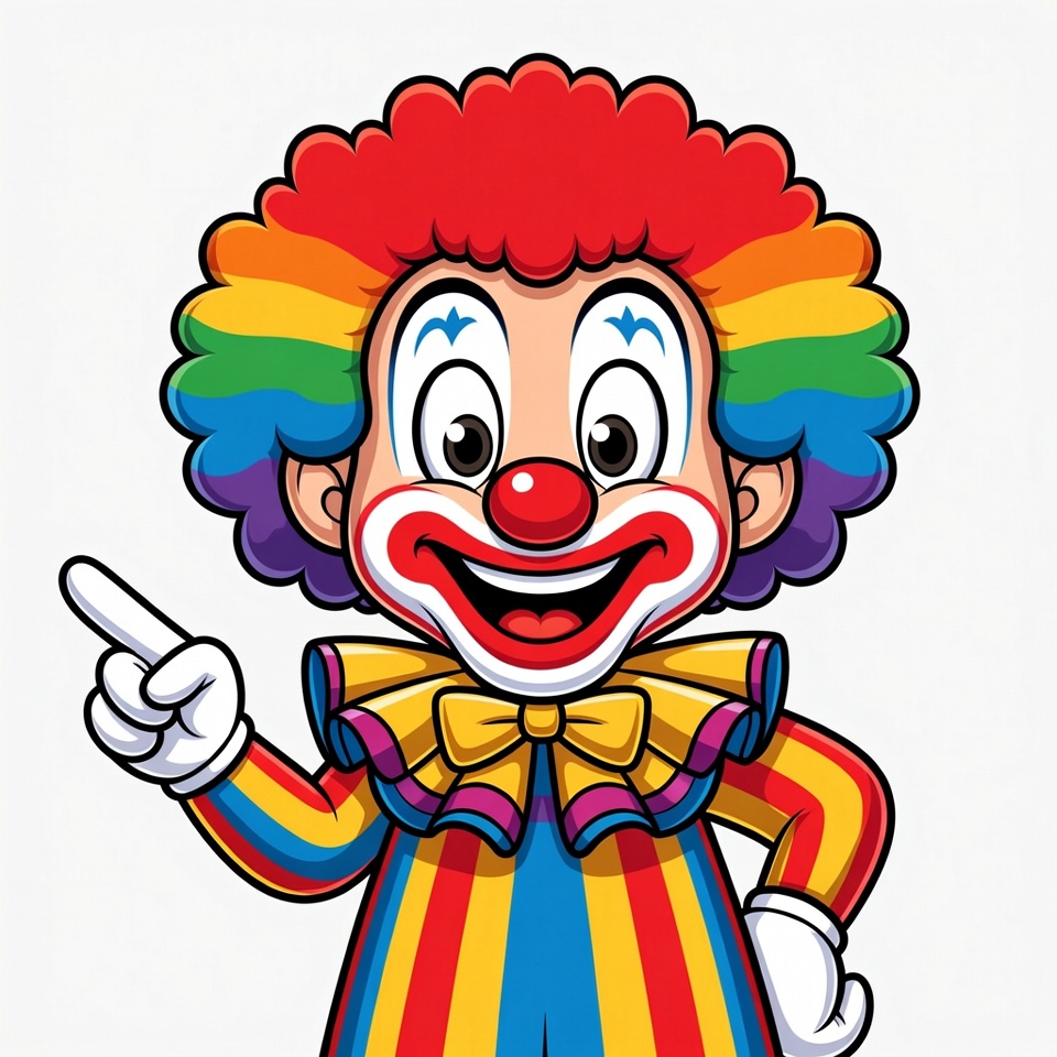 Cartoon Clown Pointing with Finger Cartoon Clown Pointing with Finger