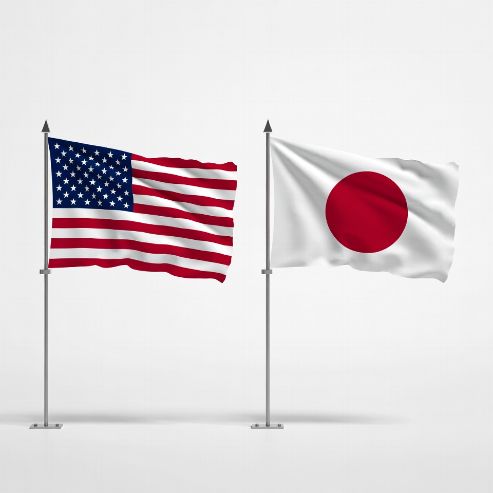 US and Japan Flags Together US and Japan Flags Together
