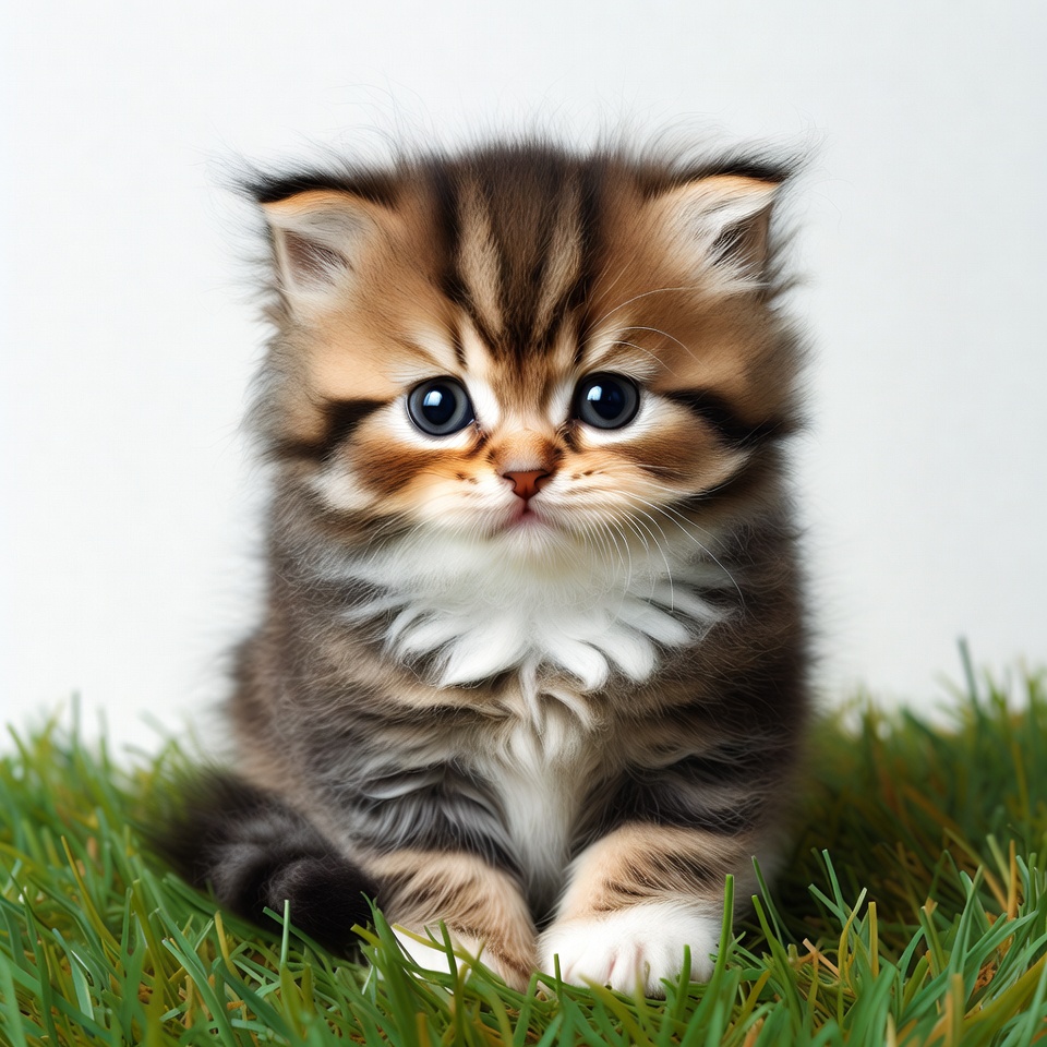 Cute British Shorthair kitten on grass Cute British Shorthair kitten on grass