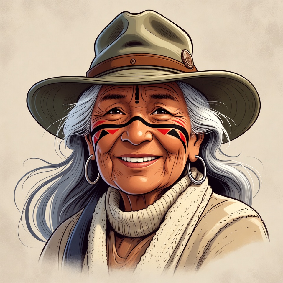 Elderly Indigenous woman in hat Elderly Indigenous woman in hat
