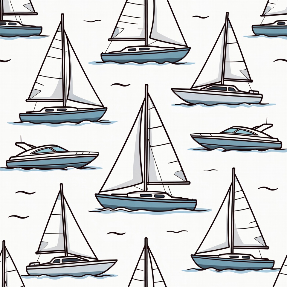 Sailboats Seamless Pattern Illustration Sailboats Seamless Pattern Illustration
