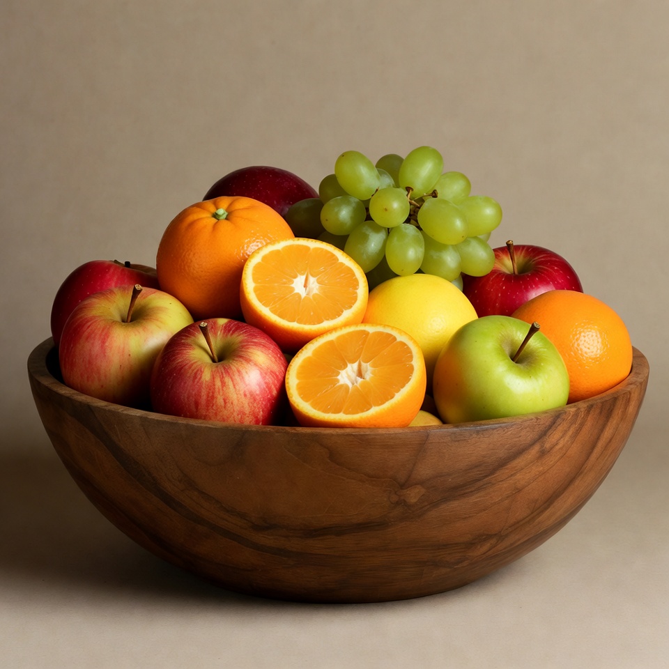 Fresh Fruit Bowl with Oranges and Apples Fresh Fruit Bowl with Oranges and Apples