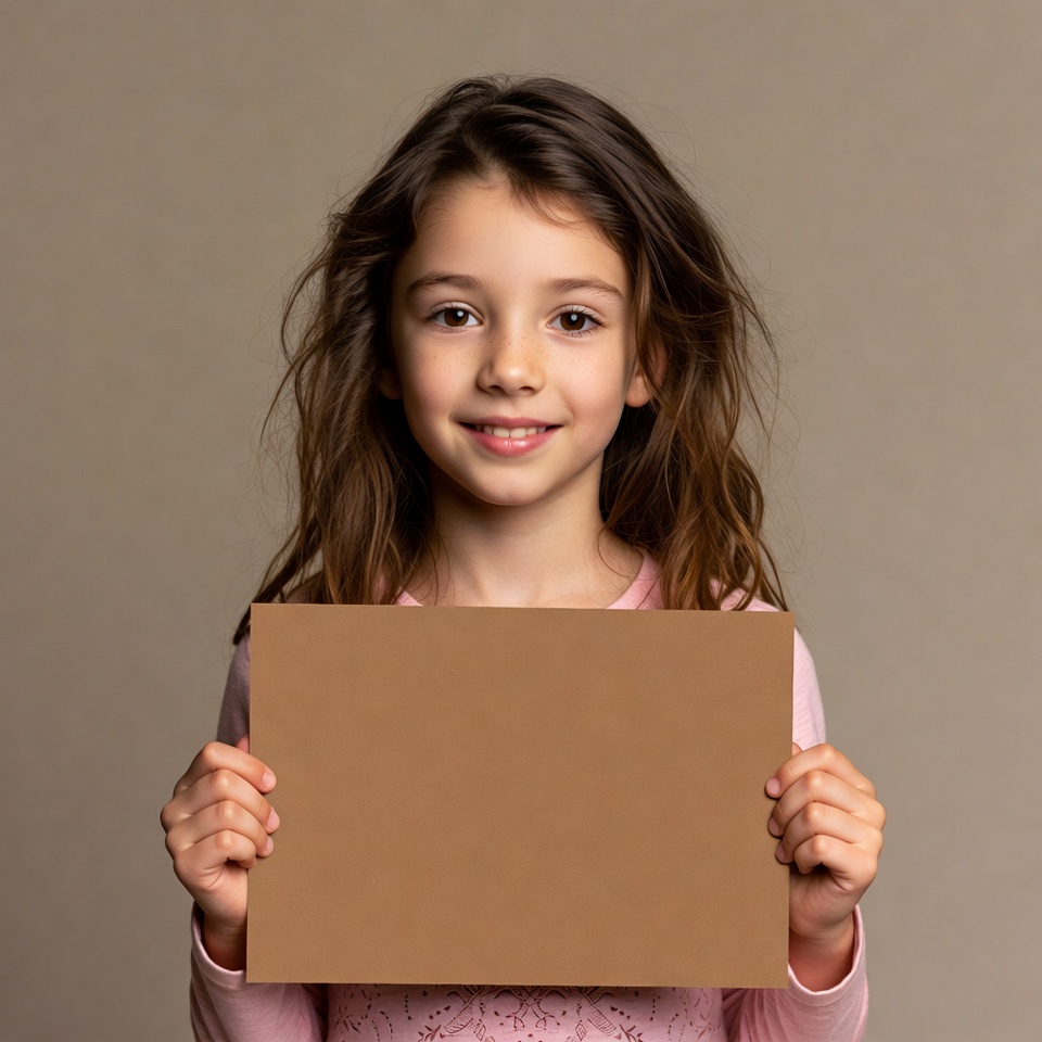 Girl holding blank sign Girl holding blank sign