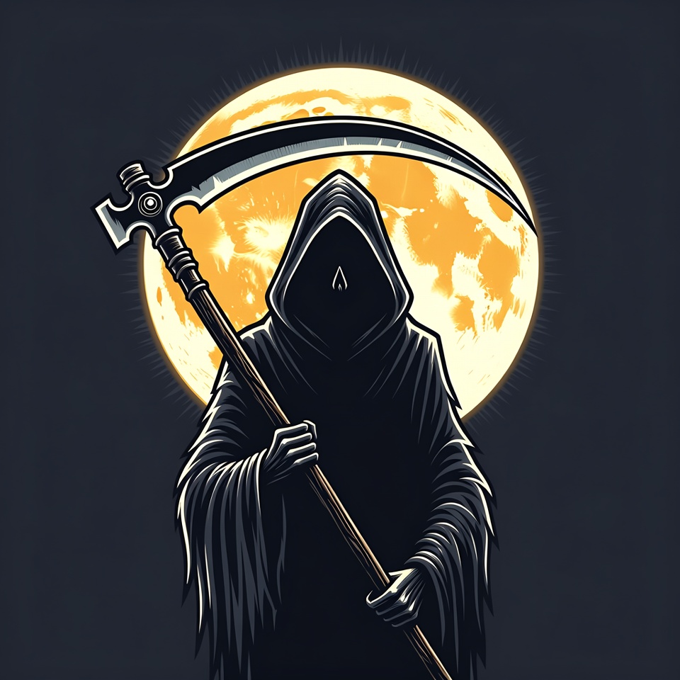 Grim Reaper with Scythe and Moon Grim Reaper with Scythe and Moon
