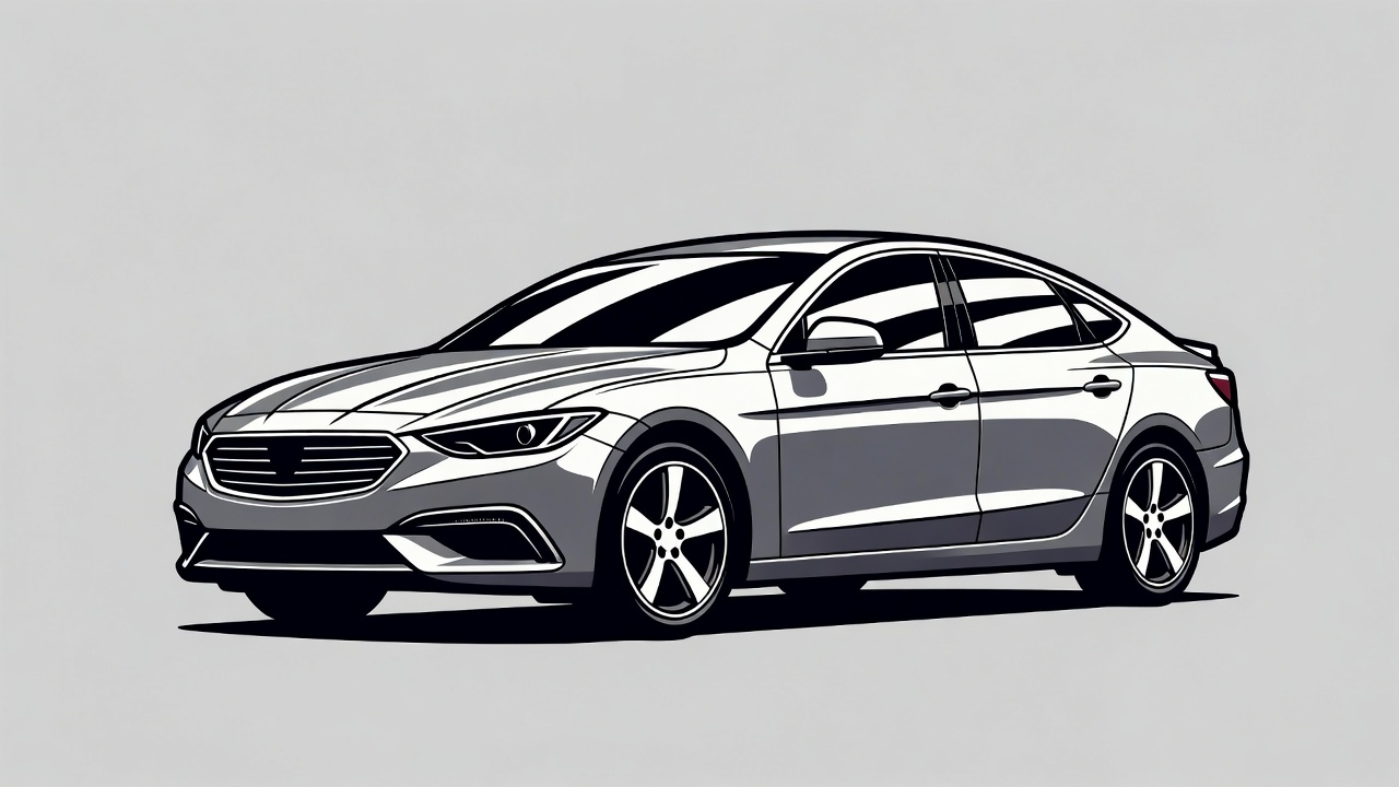 Silver sedan car illustration Silver sedan car illustration