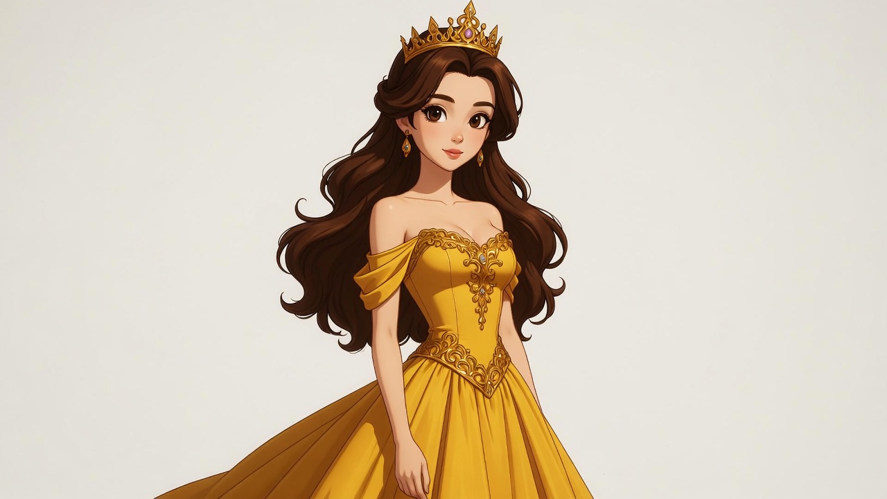 Belle in yellow gown with crown Belle in yellow gown with crown