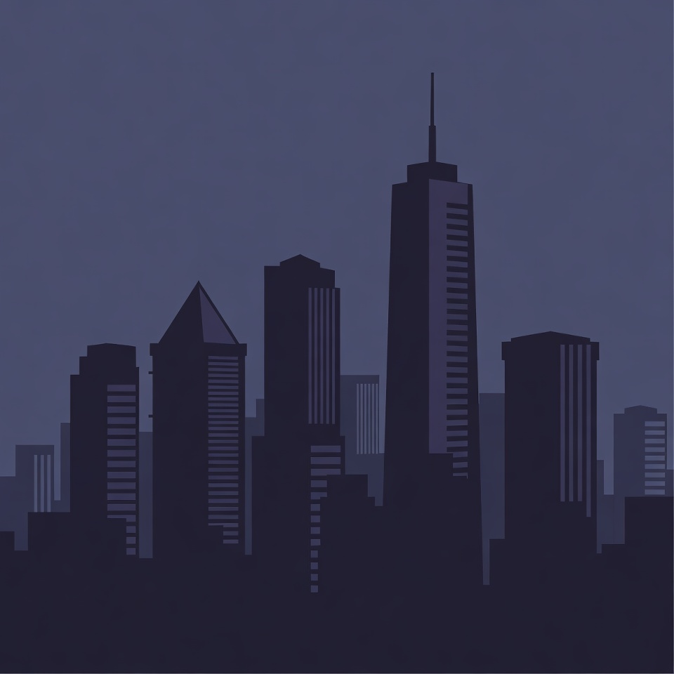 Silhouette of City Skyline at Night Silhouette of City Skyline at Night