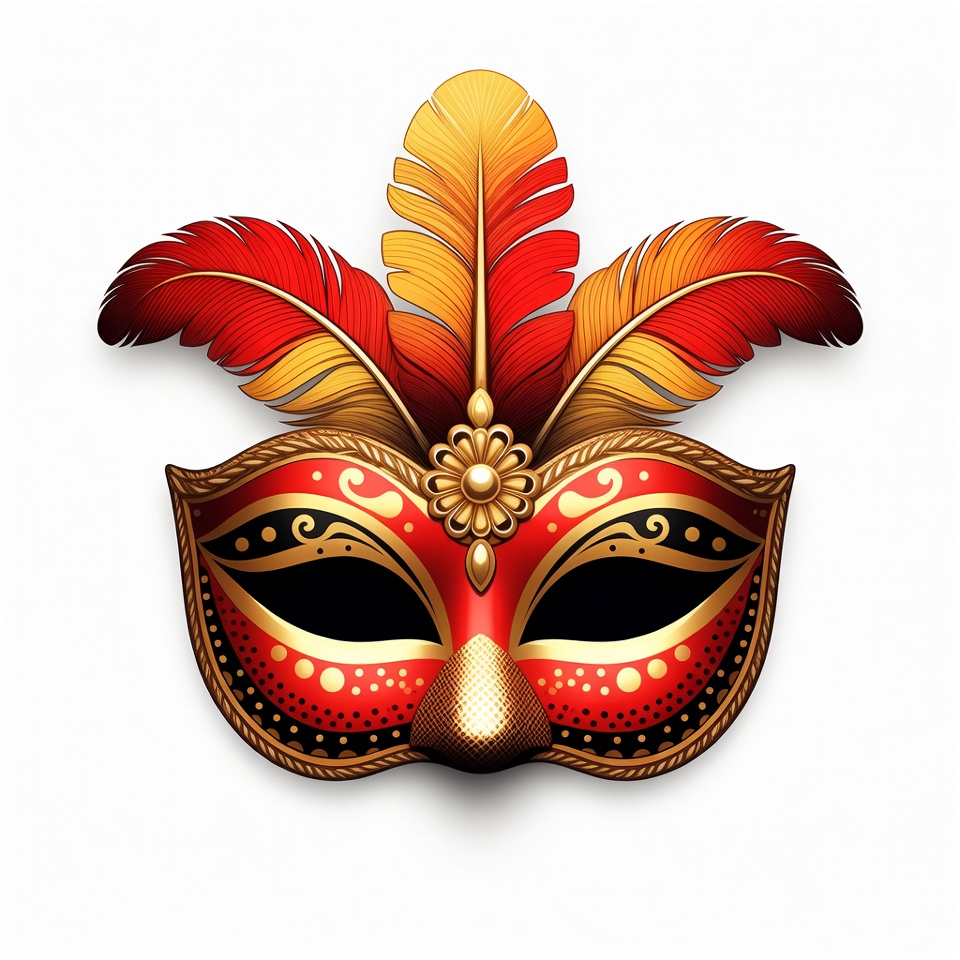 Red Feathered Carnival Mask Red Feathered Carnival Mask