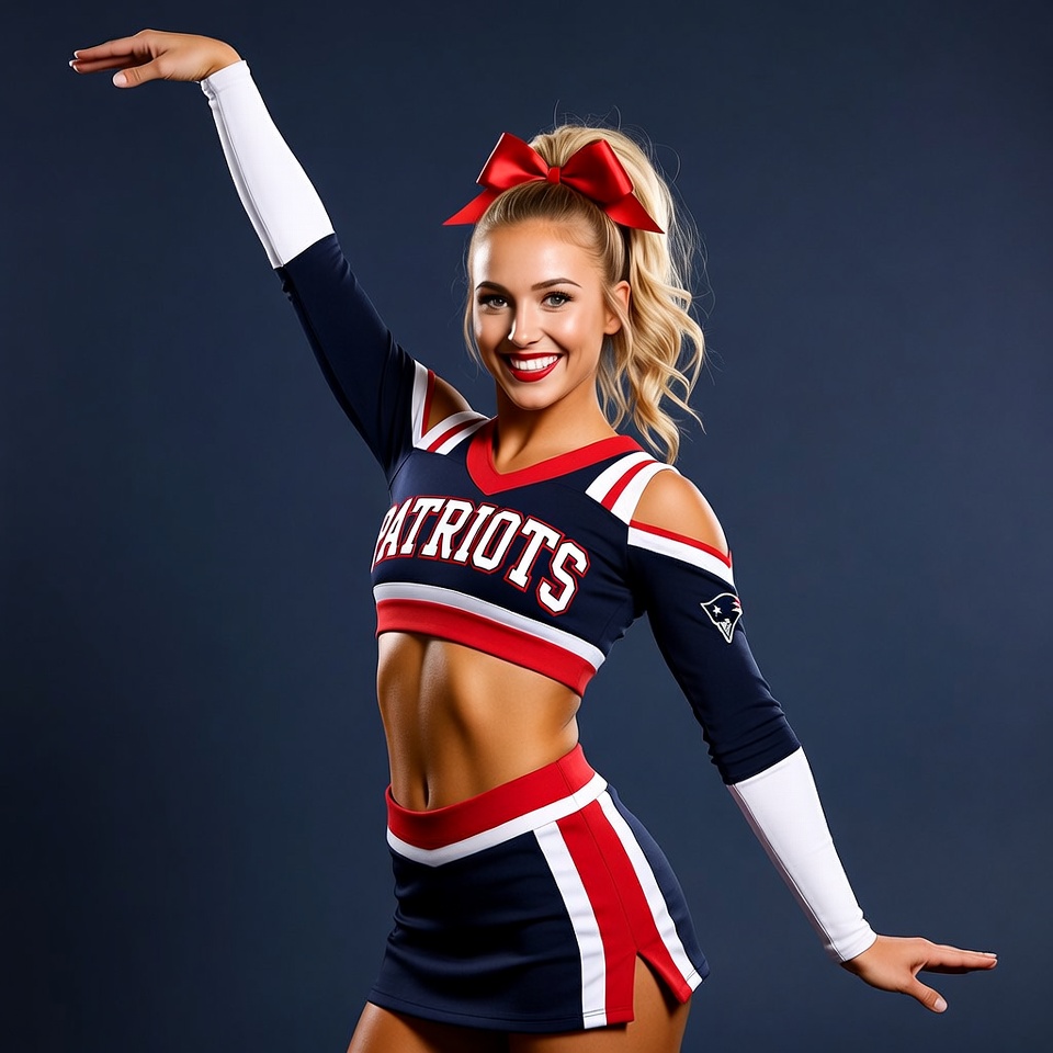 Blonde cheerleader in Patriots uniform Blonde cheerleader in Patriots uniform