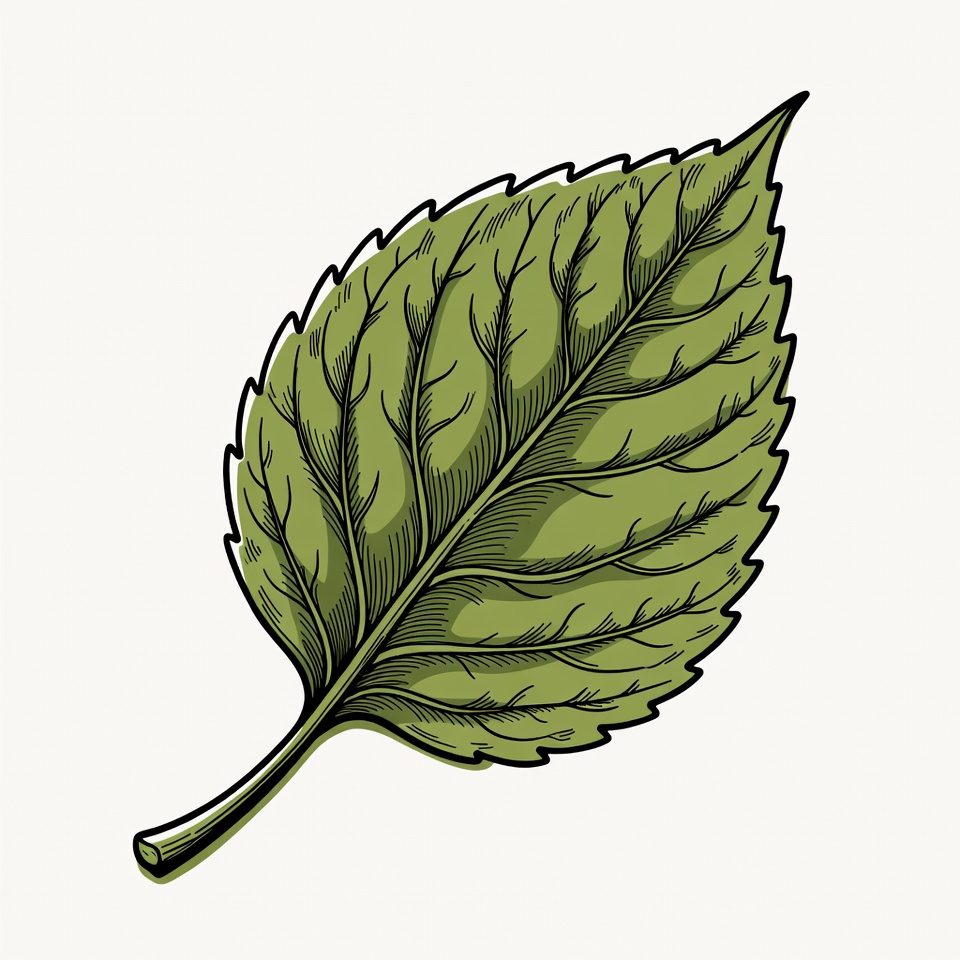 Green serrated leaf illustration Green serrated leaf illustration