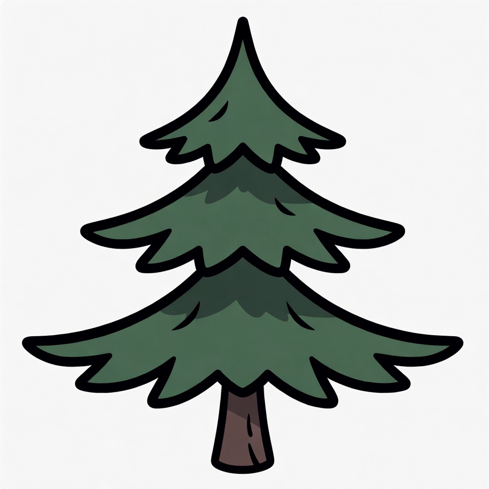 Cartoon Green Pine Tree Cartoon Green Pine Tree