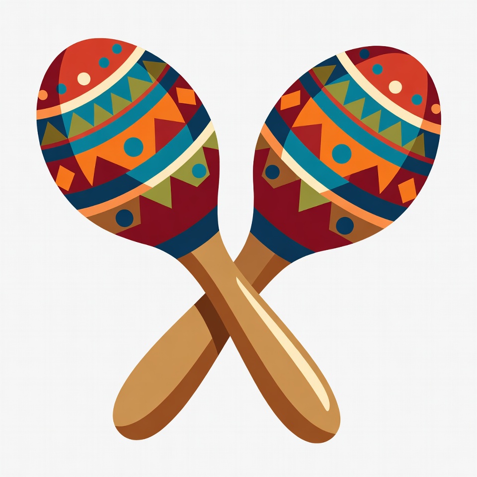 Crossed Colorful Maracas Illustration Crossed Colorful Maracas Illustration