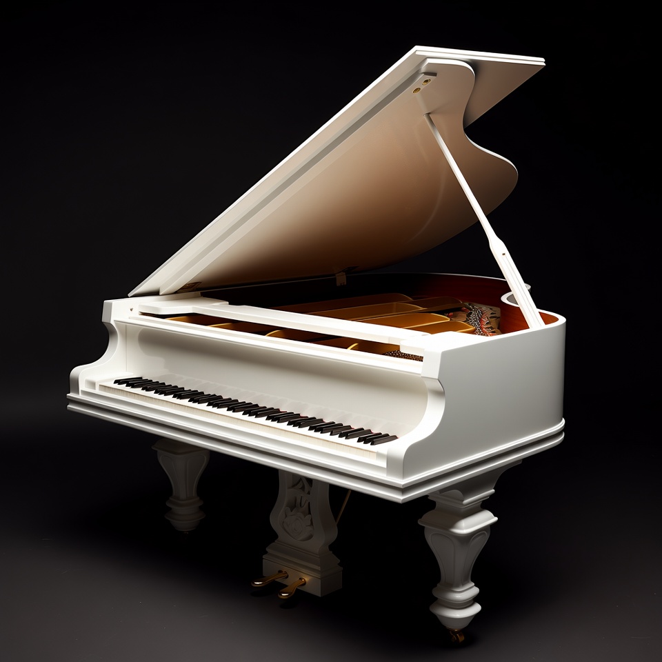 White Grand Piano Open Lid White Grand Piano Open Lid