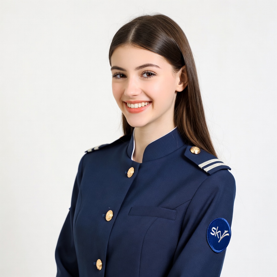 Smiling woman in Sky uniform Smiling woman in Sky uniform