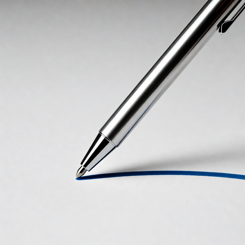 Silver pen writing blue line Silver pen writing blue line