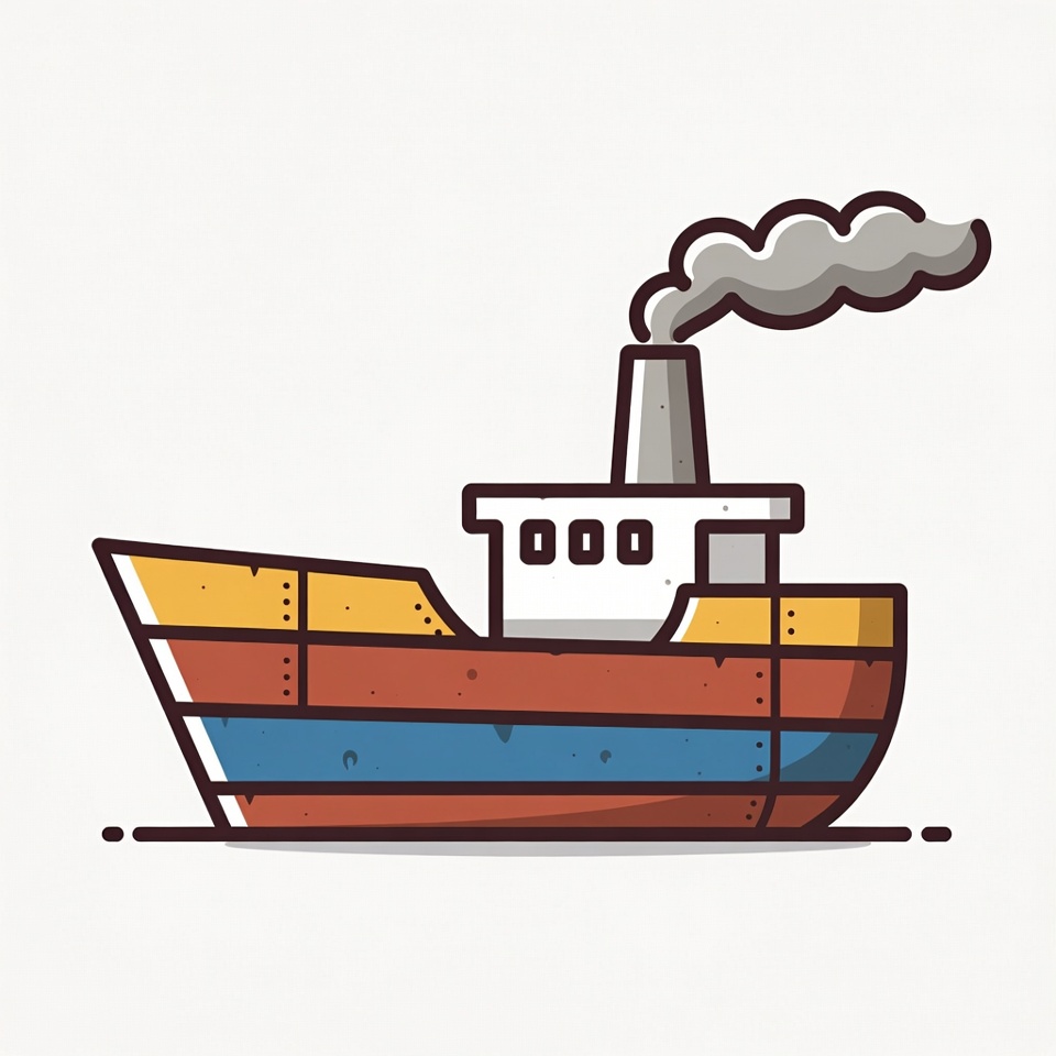 Cartoon Fishing Boat with Smoke Cartoon Fishing Boat with Smoke