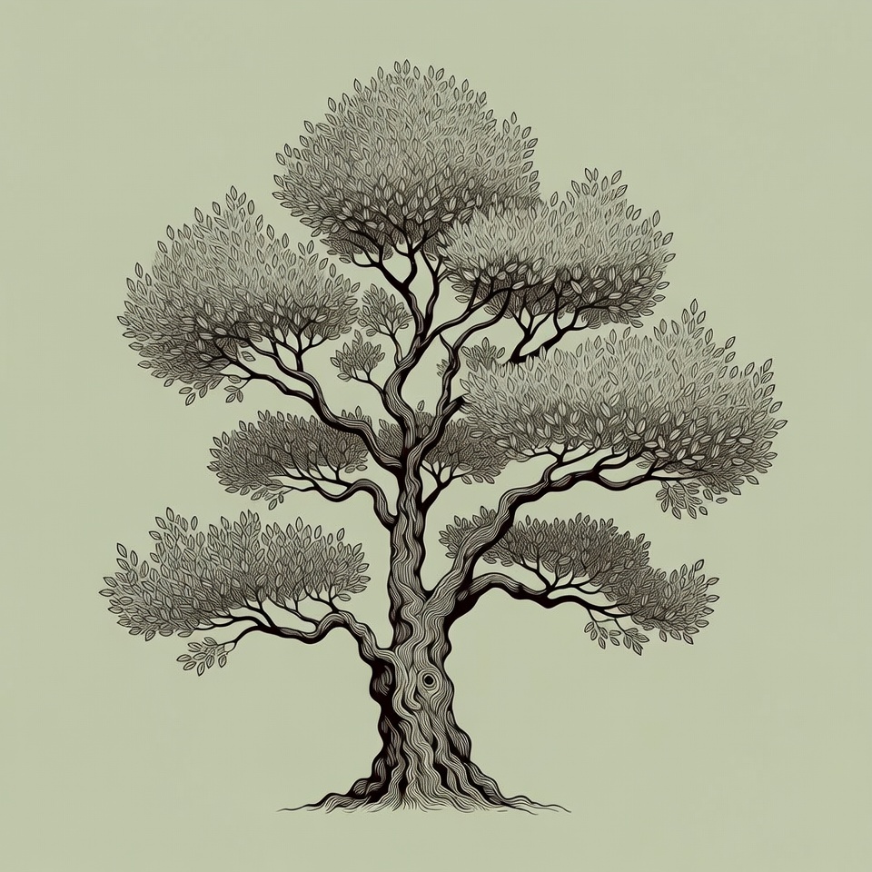 Detailed Ink Illustration of Large Tree Detailed Ink Illustration of Large Tree