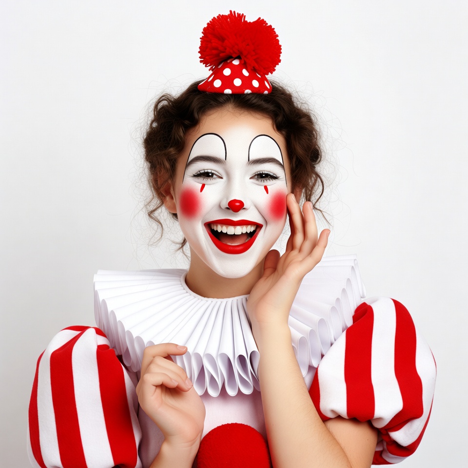Girl in clown costume smiling Girl in clown costume smiling
