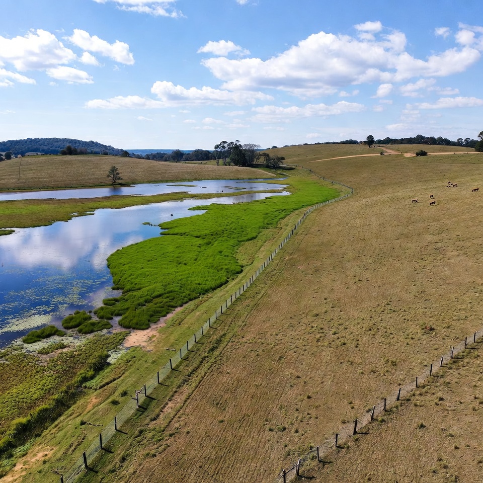 Aerial view of rural wetland landscape Aerial view of rural wetland landscape