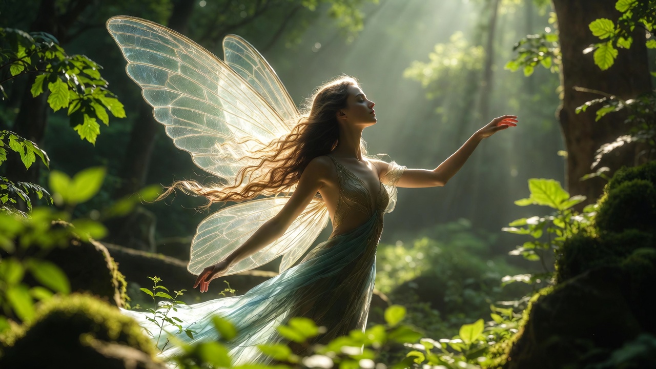 Fairy woman in enchanted forest Fairy woman in enchanted forest