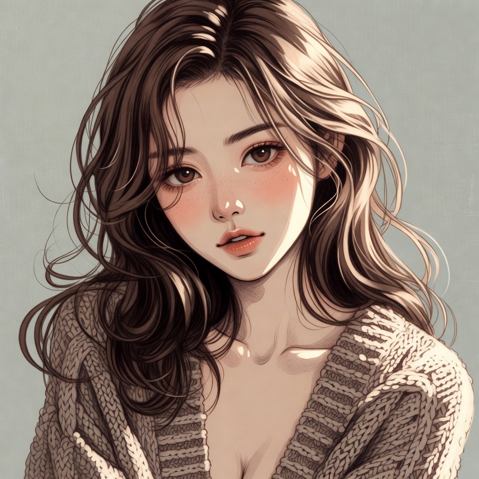 Beautiful Asian woman in sweater Beautiful Asian woman in sweater