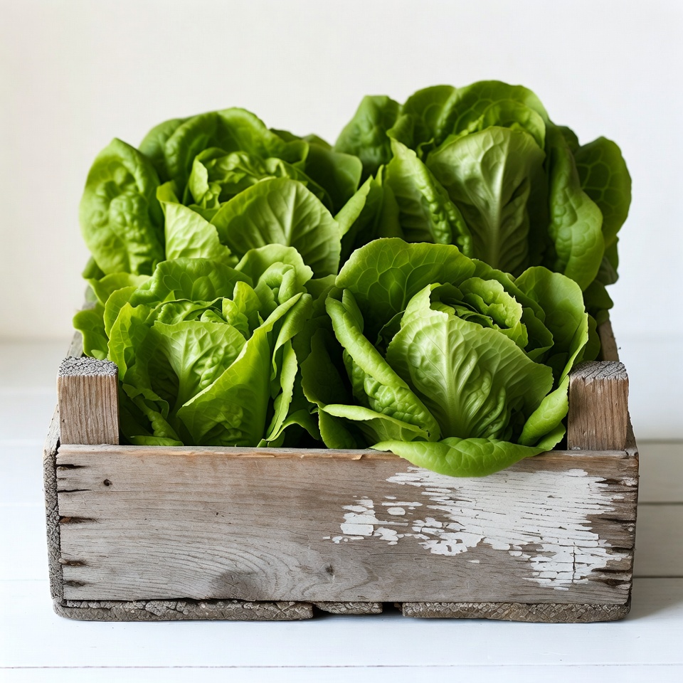 Fresh Lettuce in Wooden Crate Fresh Lettuce in Wooden Crate