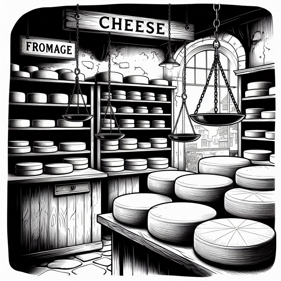 Busy Cheese Shop Illustration Busy Cheese Shop Illustration