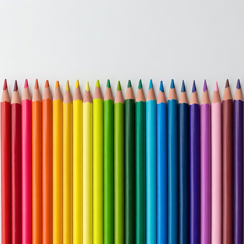 Colorful pencils arranged in rainbow Colorful pencils arranged in rainbow