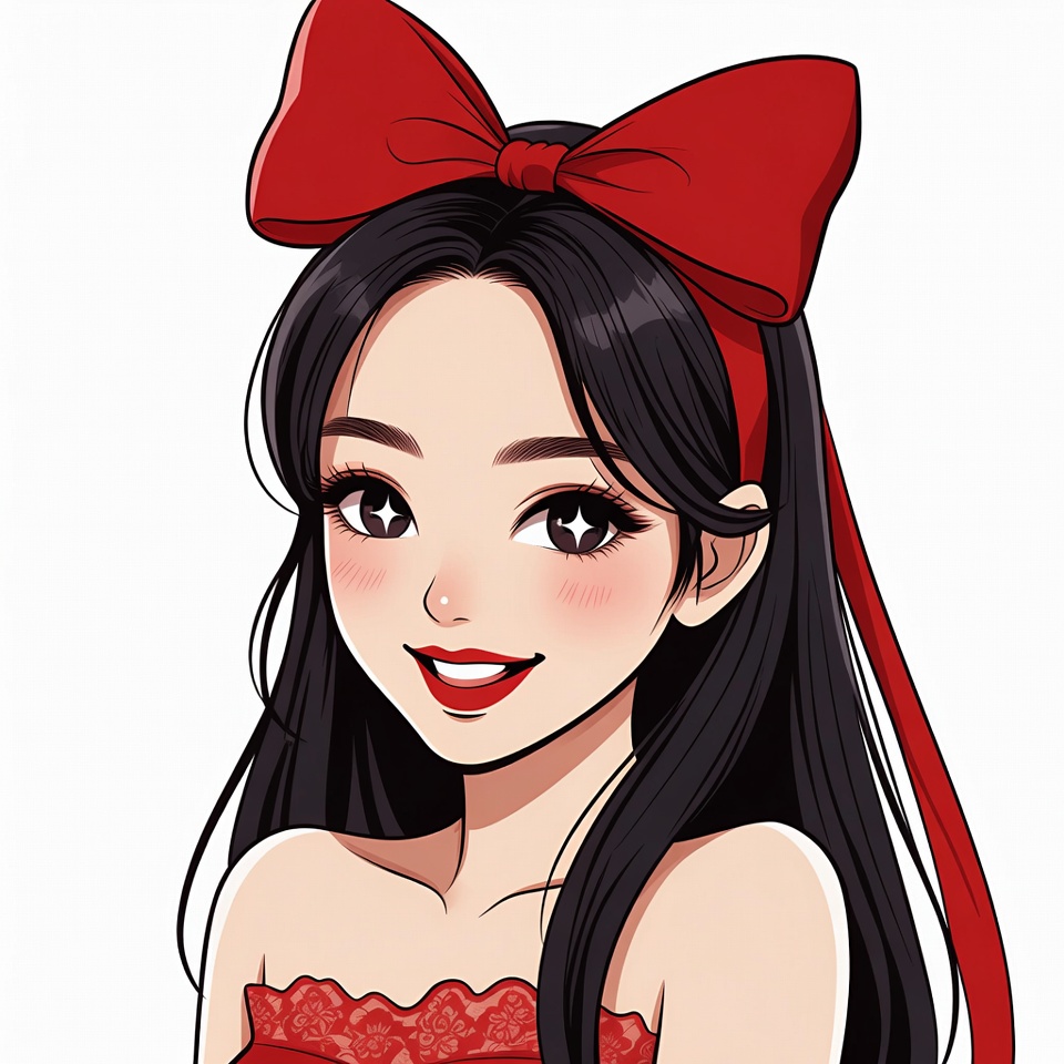 Anime girl with red bow Anime girl with red bow