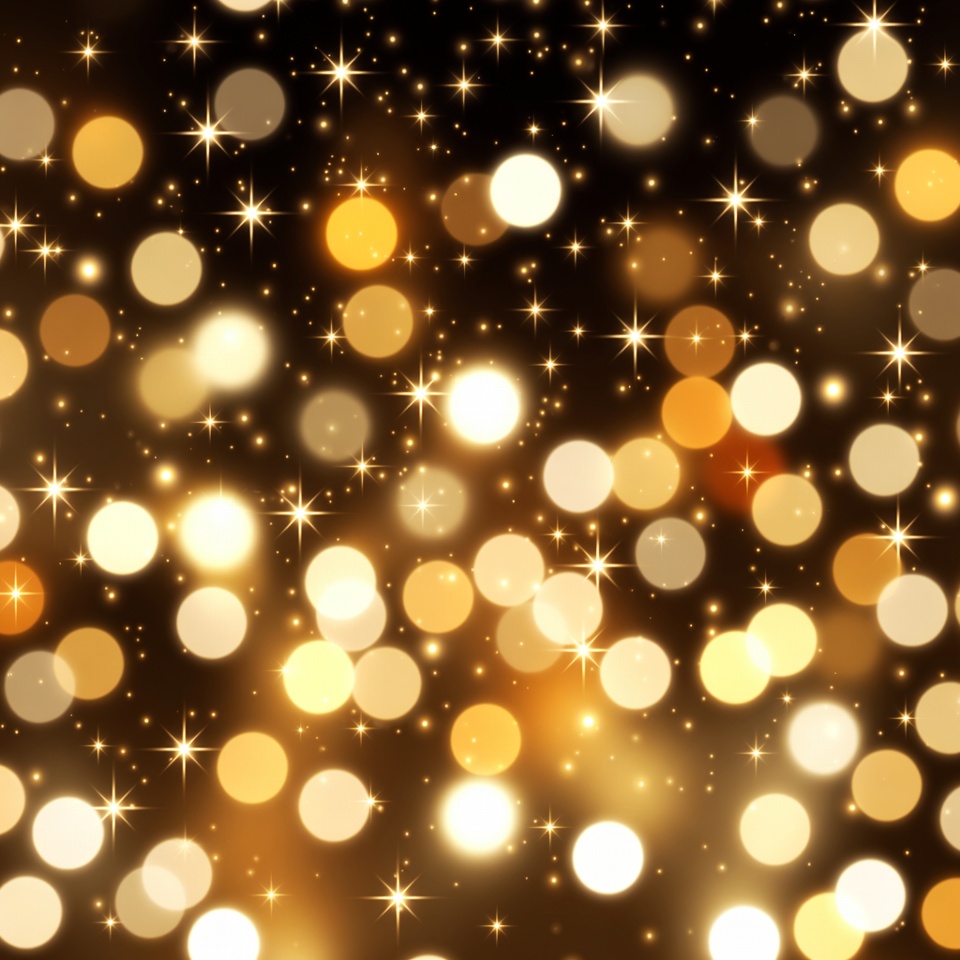 Golden Bokeh Stars on Black Background Golden Bokeh Stars on Black Background