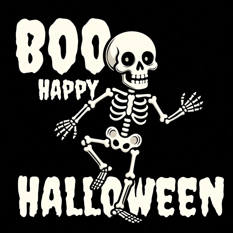Dancing Skeleton Boo Happy Halloween Dancing Skeleton Boo Happy Halloween